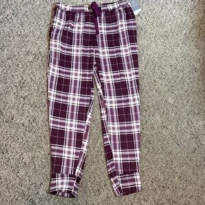 Pj Couture Burgundy Wine White Pink Pajama Pants Soft Stretchy Lightweight L NWT